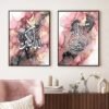 Toile Abstraite Or Rose Encre Liquide Coran