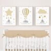 Toile Enfant Rose Doré Étoiles Nuages - 10