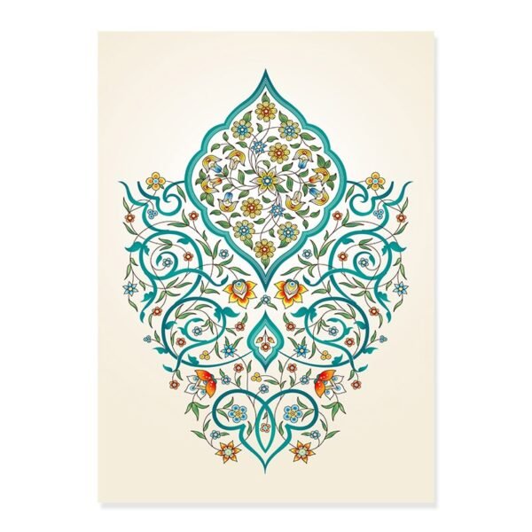 Toile Arabesque Florale en Turquoise - 4