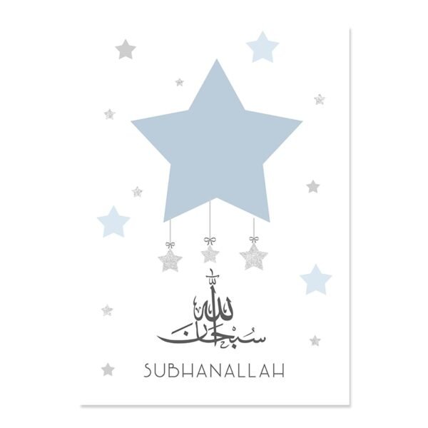 Toile Pépinière Montgolfière Étoiles Bleu Doré - 5