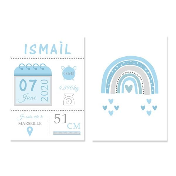 Affiche de Naissance Personnalisée en Rose et Bleu - 11