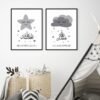 Poster pour Enfants de Nuages et Lune en Gris - 6