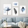 Toile Calligraphie Arabe en Aquarelle Bleue - 9
