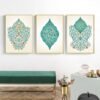 Toile Arabesque Florale en Turquoise - 2