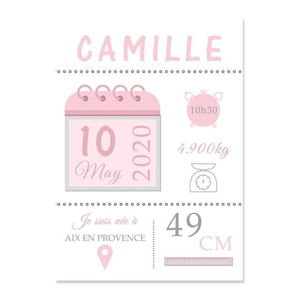 Affiche de Naissance Personnalisée en Rose et Bleu - 14