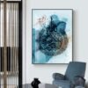 Tableau Abstrait Allah en Bleu et Or - 8