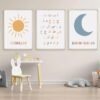 Toile Pépinière Calligraphie Bismillah Soleil Lune