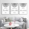 Toile Allah Floral Noir et Blanc
