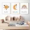 Toile Bismillah Lune Soleil Arc-en-ciel pour Enfants