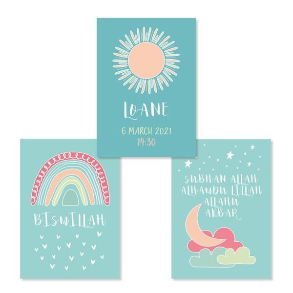 Poster Personnalisé Bismillah avec Arc-en-ciel pour Chambre d'Enfant - 17