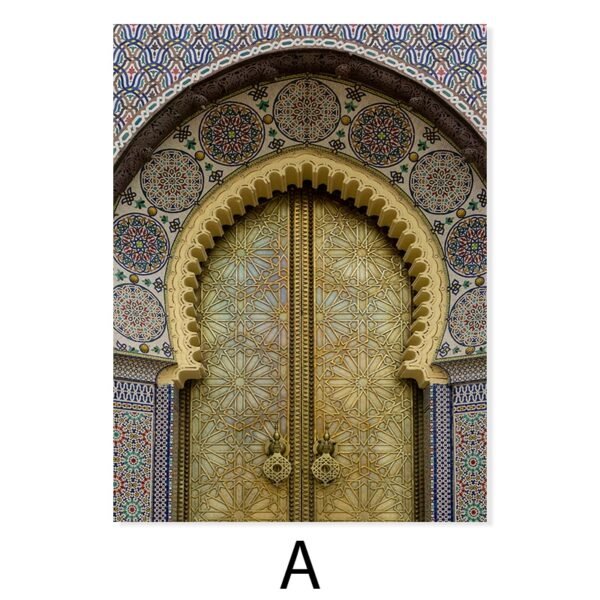 Affiche Porte Marocaine Dorée avec Allah - 7