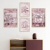 Toile Florale Marbre Rose Doré