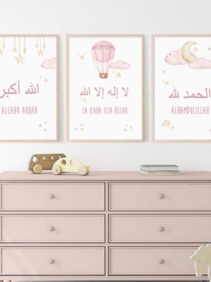 Toile Nuage Rose et Montgolfière pour Chambre de Fille