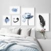 Toile Calligraphie Arabe en Aquarelle Bleue - 5