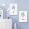 Toile Enfant Rose Doré Étoiles Nuages - 9