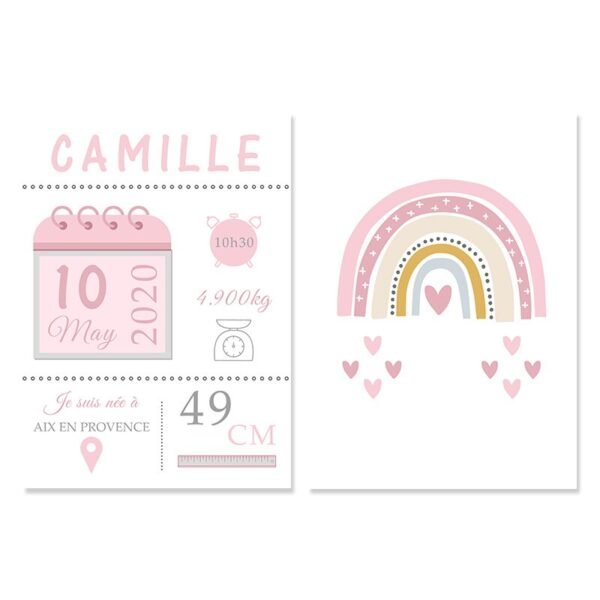 Affiche de Naissance Personnalisée en Rose et Bleu - 6