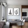 Tableau Moderne en Noir et Blanc de Calligraphie Arabe - 9