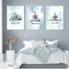 Toile Bleu Clair Calligraphie Islamique Liquide - 9