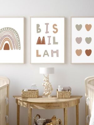 Toile Enfant Cœur Doux Bismillah Arc-en-Ciel