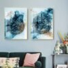 Tableau Abstrait Allah en Bleu et Or