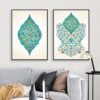 Toile Arabesque Florale en Turquoise - 1