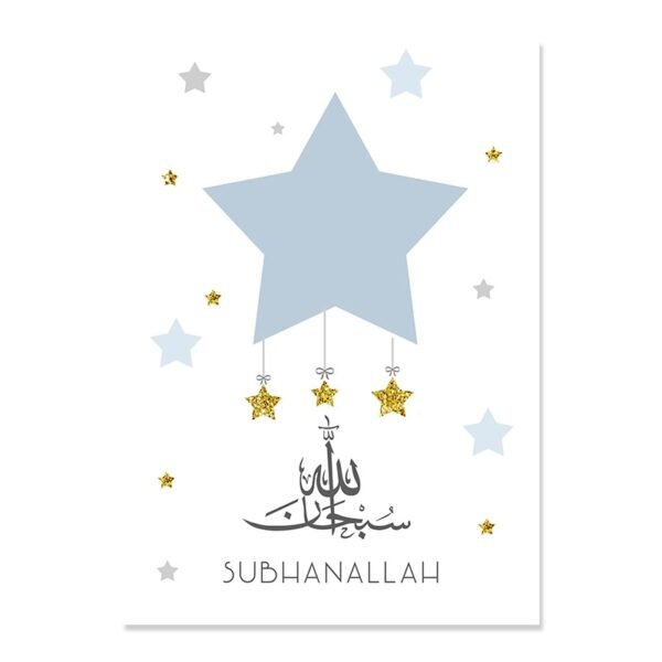 Toile Pépinière Montgolfière Étoiles Bleu Doré - 19