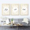 Toile Murale Dorée Bordure Florale - 10