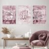 Toile Florale Marbre Rose Doré - 4