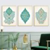 Toile Arabesque Florale en Turquoise