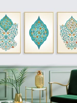 Toile Arabesque Florale en Turquoise