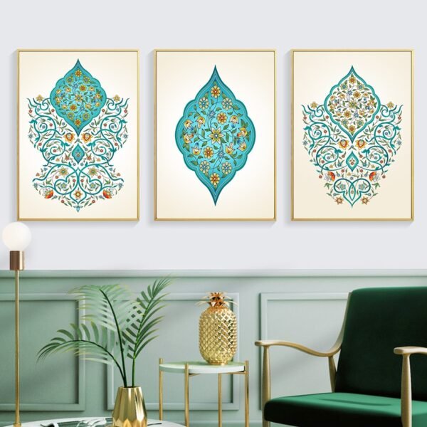 Toile Arabesque Florale en Turquoise