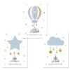 Toile Enfant Rose Doré Étoiles Nuages - 11