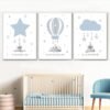 Toile Enfant Rose Doré Étoiles Nuages - 5