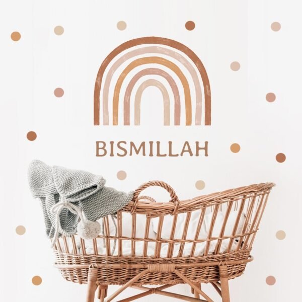Stickers Arc-en-ciel Bismillah Boho pour Chambre d'Enfants