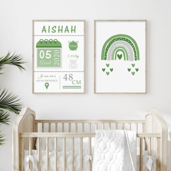 Affiche de Naissance Personnalisée en Rose et Bleu - 13
