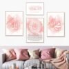 Tableau Abstrait Rose et Doré Ayatul Kursi et Shahada