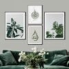 Toile Feuilles Vertes et Calligraphie