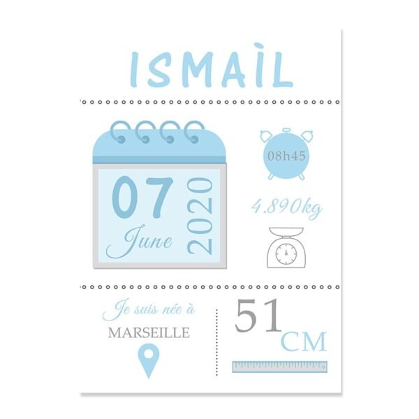 Affiche de Naissance Personnalisée en Rose et Bleu - 9