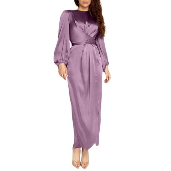 Abaya Satinée à Manches Bouffantes - 7