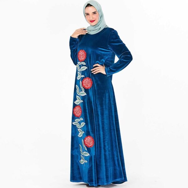 Abaya Velours Brodé Automne - 2