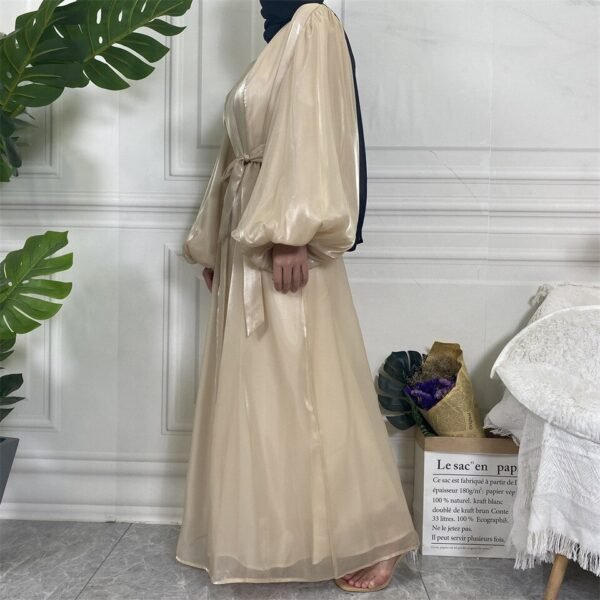 Abaya en Soie à Manches Lanterne - 8