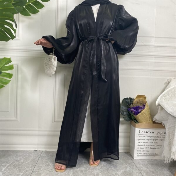 Abaya en Soie à Manches Lanterne - 5