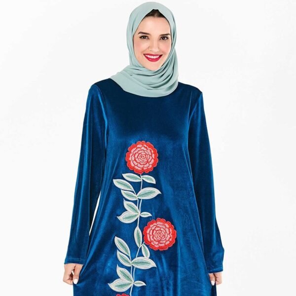 Abaya Velours Brodé Automne - 4