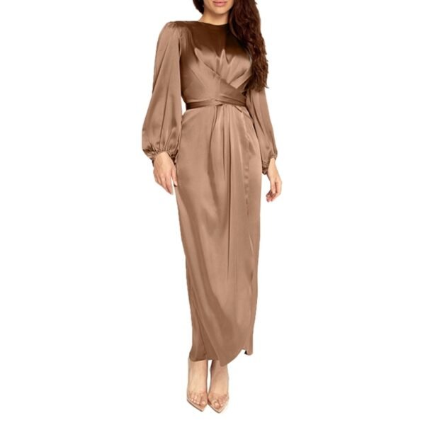 Abaya Satinée à Manches Bouffantes - 9