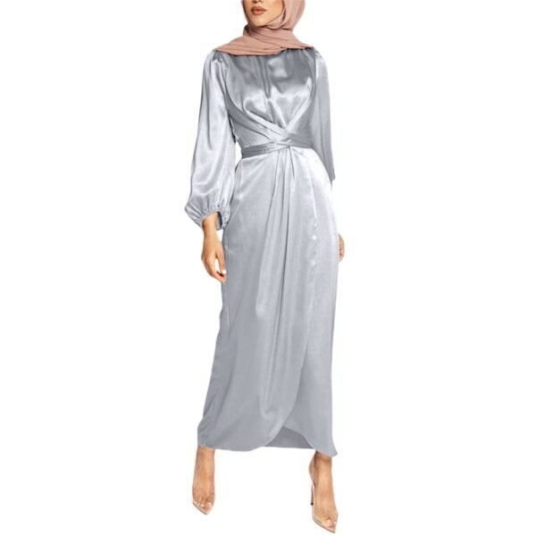 Abaya Satinée à Manches Bouffantes - 1