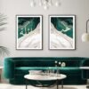Tableau Famille et Amour sur Marbre Vert Doré - 6