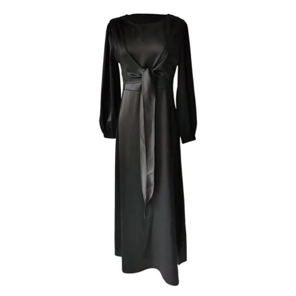 Abaya Satinée avec Ceinture - 2