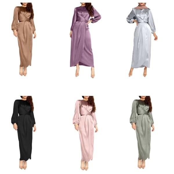 Abaya Satinée à Manches Bouffantes - 6
