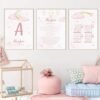 Tableau Personnalisé Ayat Kursi et Lune Étoilée pour Chambre de Fille