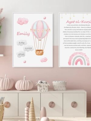 Affiche Montgolfière Rose Ayatul Kursi